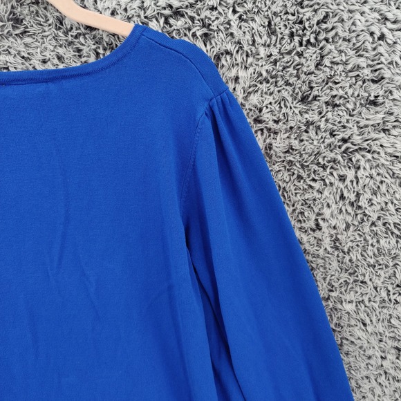 Lane Bryant Womens Cardigan Faux Layered Coquette 26/28 Blue Smocked Ribbon Tie - Picture 13 of 16